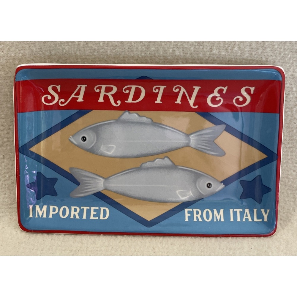 Sardine Jewelry Trinket Dish Appetizer Plate Food Safe Ceramic 7" x 4.5" NEW